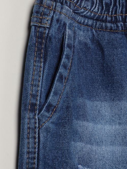 Bermuda Jeans Infantil Para Menino - AZUL
