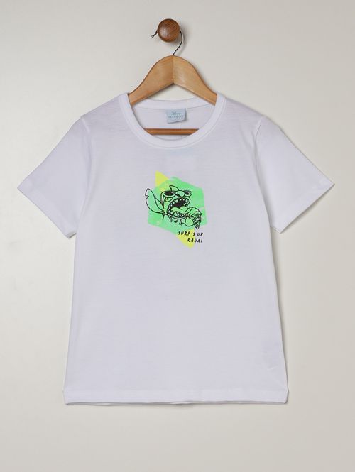 Camiseta Stitch Manga Curta Infantil Para Menino- BRANCO