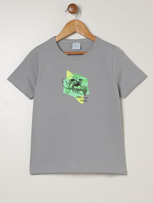 Camiseta Stitch Manga Curta Infantil Para Menino- CINZA