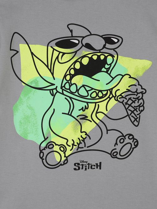Camiseta Stitch Manga Curta Infantil Para Menino- CINZA