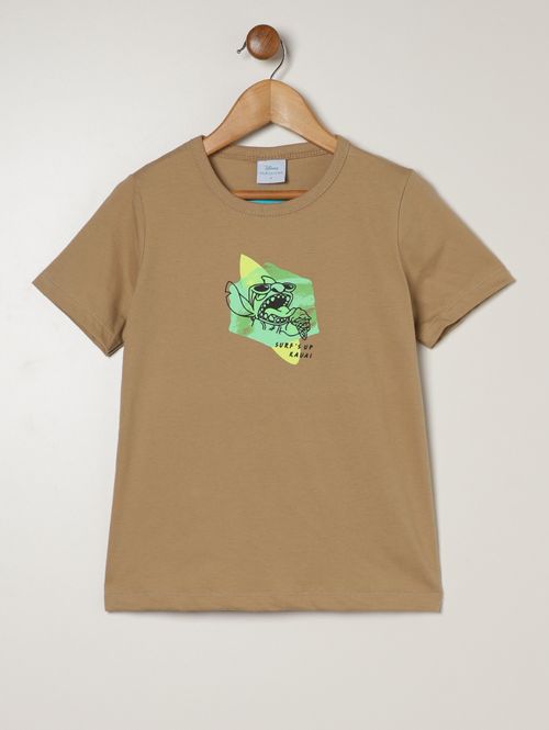 Camiseta Stitch Manga Curta Infantil Para Menino- CARAMELO