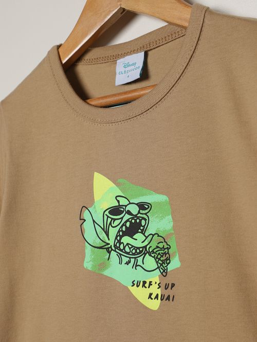 Camiseta Stitch Manga Curta Infantil Para Menino- CARAMELO