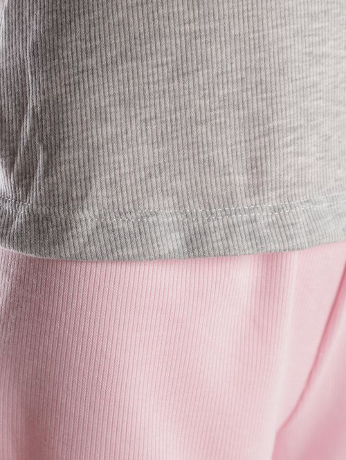 Pijama Canelado Curto Feminino MESCLA/ROSA CLARO