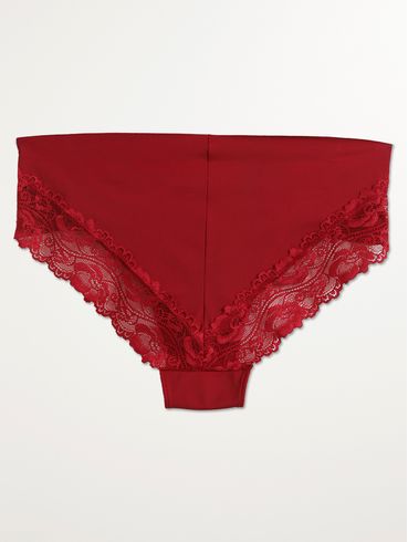 Calcinha Biquíni  Laser Detalhe Em Renda Feminina VERMELHO