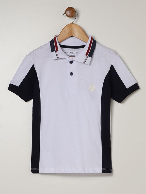 Polo Malha Manga Curta Infantil Para Menino - BRANCO
