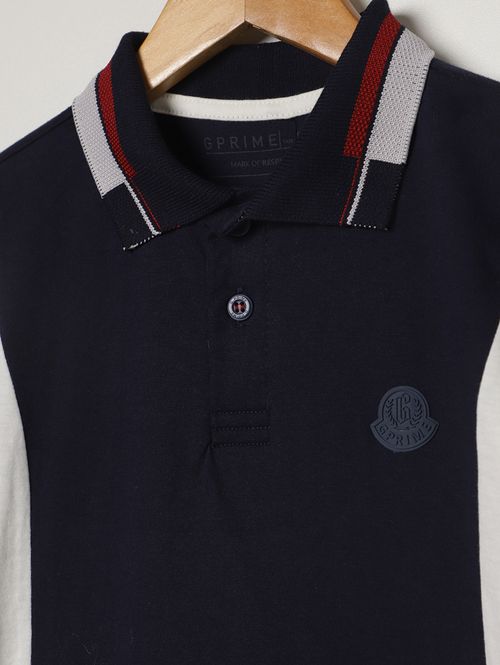 Polo Malha Manga Curta Infantil Para Menino - MARINHO