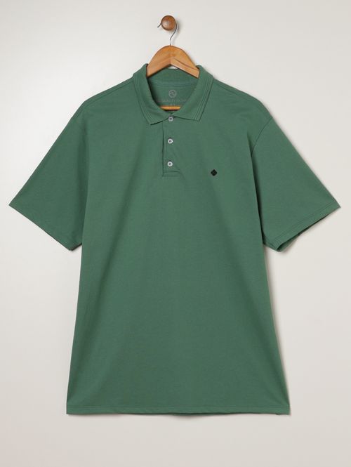Polo Piquet Manga Curta Plus Size Masculina VERDE