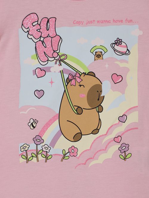 Camiseta Capivara Infantil Para Menina - ROSA