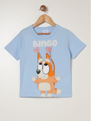 Camiseta Bluey Manga Curta Infantil Para Menina - AZUL