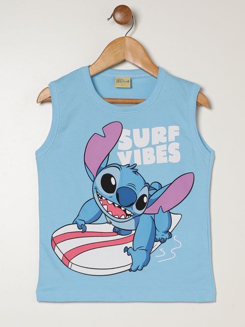 Camiseta Regata Stitch Infantil Para Menino - AZUL