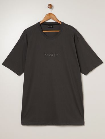 Camiseta Manga Curta Gangster Plus Size Masculina GRAFITE