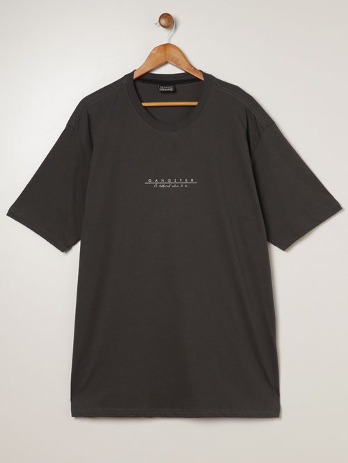 Camiseta Manga Curta Gangster Plus Size Masculina GRAFITE