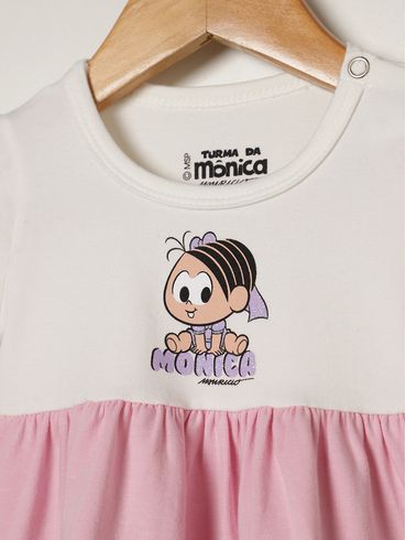 Vestido Cotton Infantil Para Bebê - OFF WHITE/ROSA/LILAS