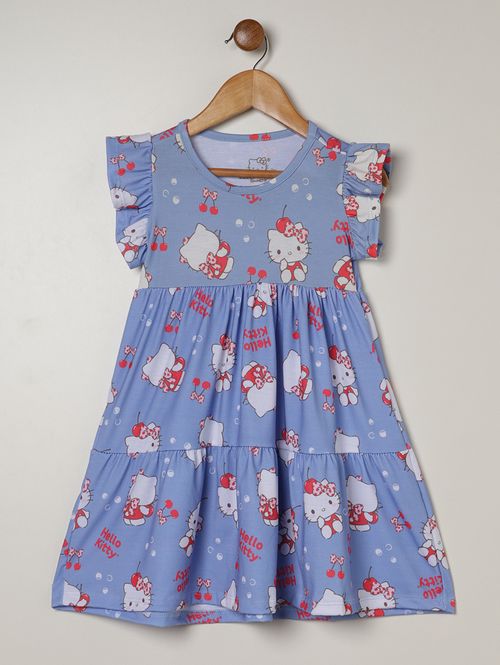 Vestido Hello Kitty Infantil Para Menina - AZUL