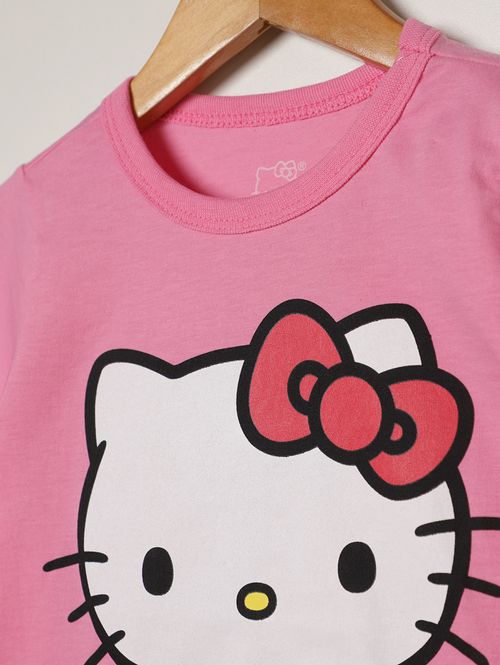 Camiseta Hello Kitty Infantil Para Menina - ROSA
