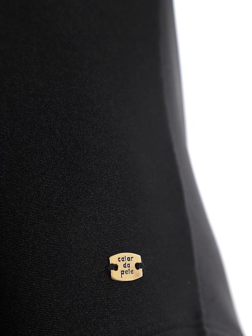 Maiô Acetinado Com Recortes Feminino PRETO/BEGE