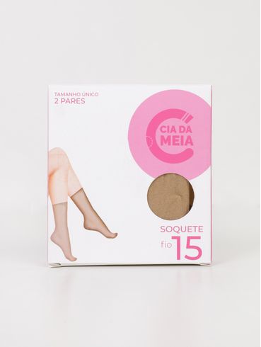 Kit 02 Meias Soquete Fio 15 Feminina NATURAL