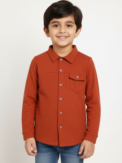 Camisa Manga Longa Infantil Para Menino - TELHA