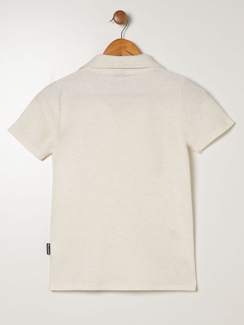 Polo Linho Manga Curta Juvenil Para Menino - OFF WHITE