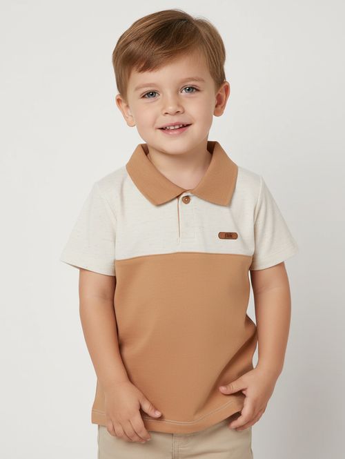 Polo Manga Curta Infantil Para Menino - NUDE