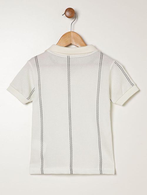 Polo Tricot Manga Curta Infantil Para Menino - OFF WHITE