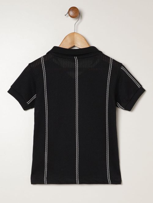 Polo Tricot Manga Curta Infantil Para Menino - PRETO