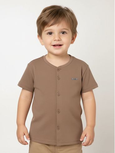 Camisa Manga Curta Infantil Para Menino - CAQUI