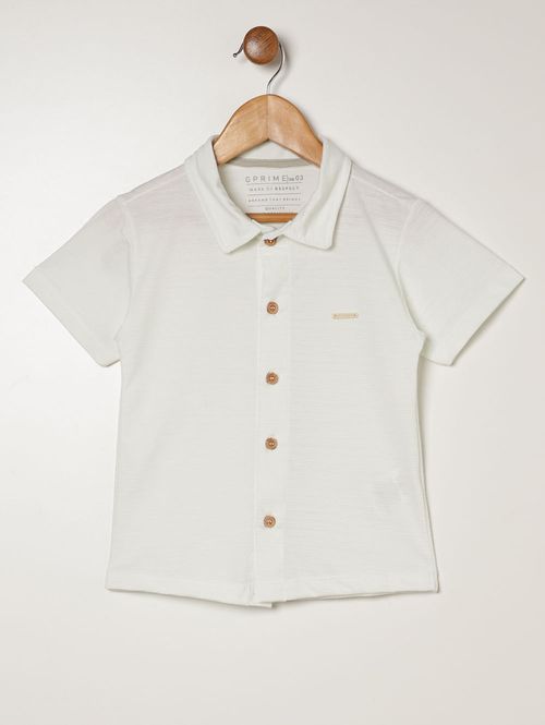 Camisa Malha Manga Curta Infantil Para Menino - OFF WHITE