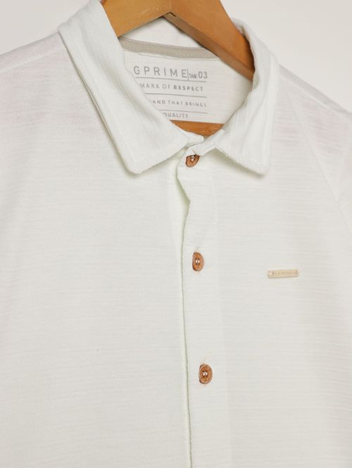 Camisa Malha Manga Curta Infantil Para Menino - OFF WHITE