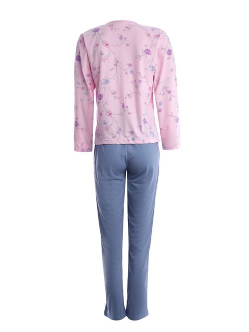 Pijama Longo Americano Feminino ROSA/AZUL