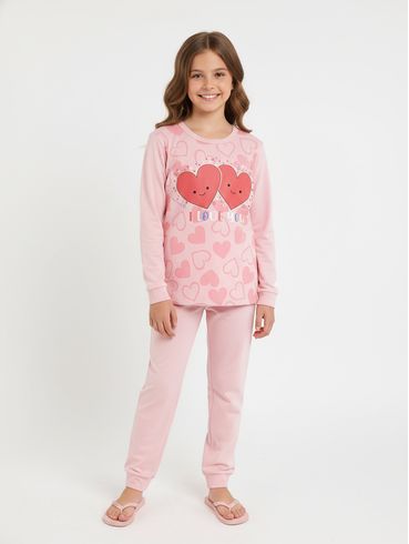 Pijama Longo Juvenil Para Menina - ROSA