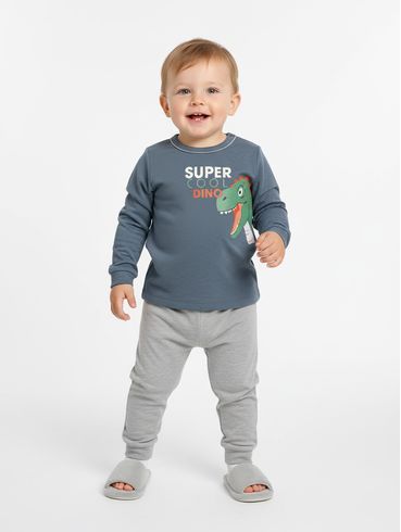 Pijama Longo Infantil Para Menino - AZUL/MESCLA