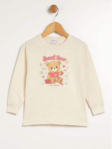 Pijama Longo Infantil Para Menina - CREME