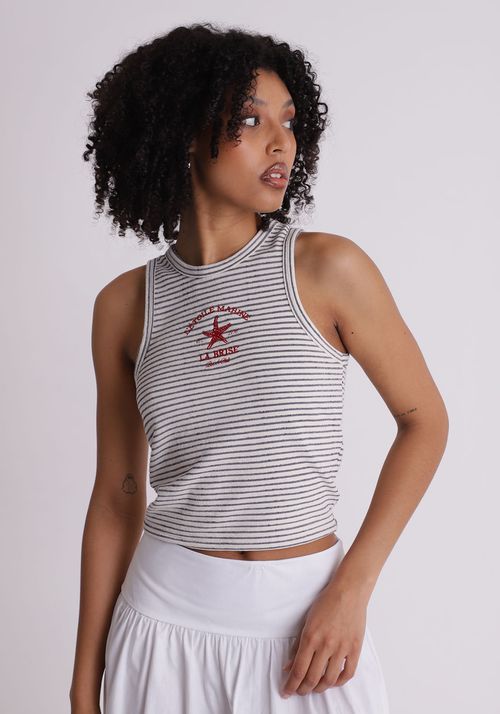 Regata listrada com bordado