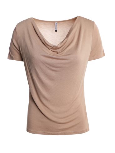 Blusa Manga Curta Gola Boba Feminina BEGE