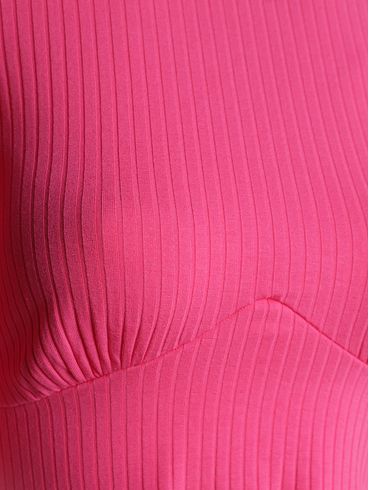 Blusa Canelada Cropped Manga Ampla Feminina PINK