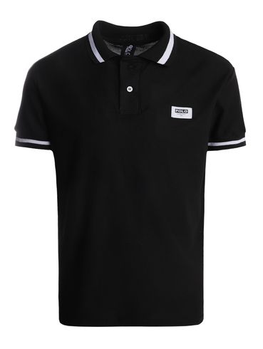 Polo Canelada Manga Curta Masculina PRETO