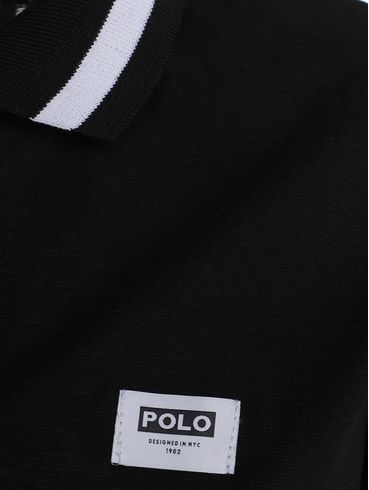Polo Canelada Manga Curta Masculina PRETO