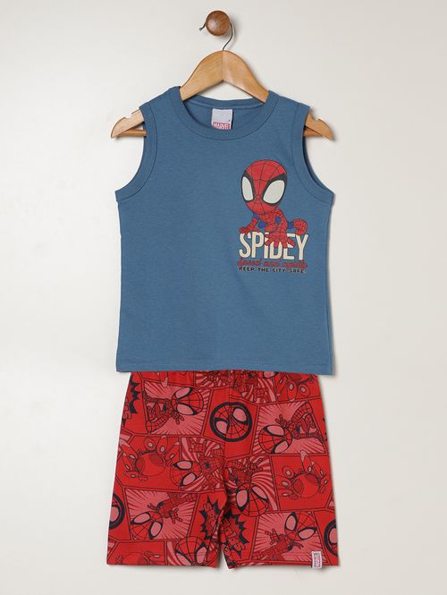 Conjunto Curto Spidey Infantil Para Menino- AZUL