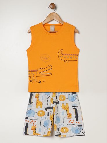 Conjunto Curto Infantil Para Menino - LARANJA