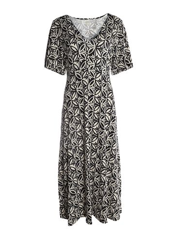 Vestido Midi Estampado Feminino PRETO