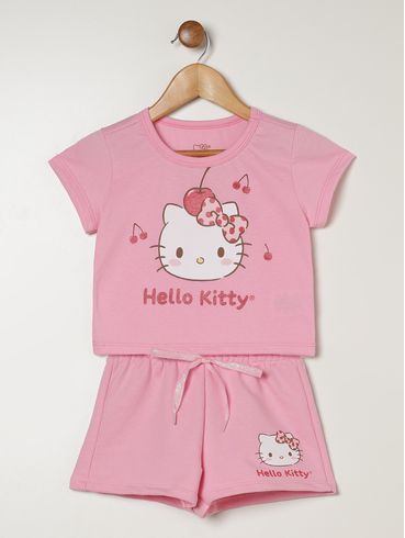 Conjunto Curto Hello Kitty Infantil Para Menina - ROSA