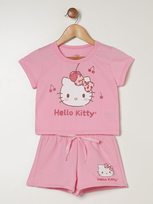 Conjunto Curto Hello Kitty Infantil Para Menina - ROSA