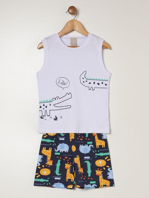 Conjunto Curto Infantil Para Menino - BRANCO