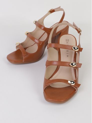 Sandália Salto Bloco Ramarim Feminina MARROM