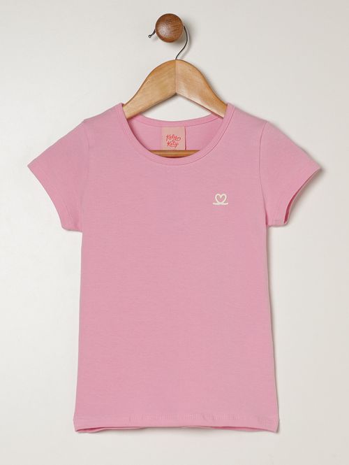 Blusa Manga Curta Juvenil Para Menina - ROSA CLARO