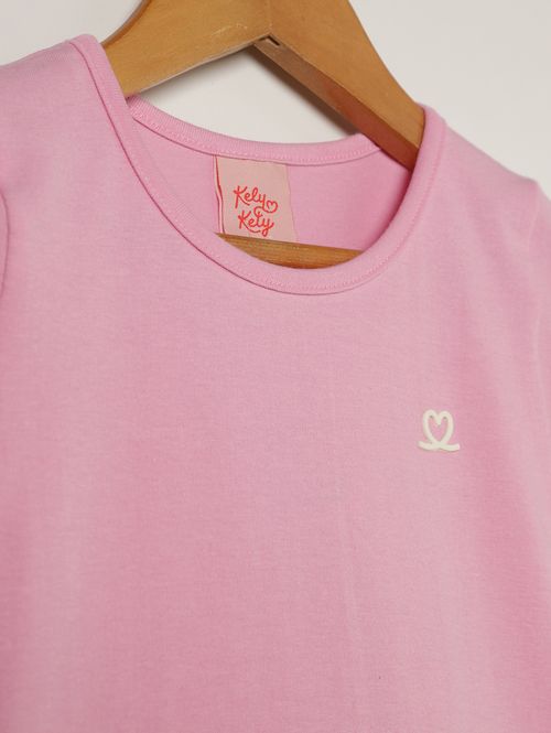 Blusa Manga Curta Juvenil Para Menina - ROSA CLARO
