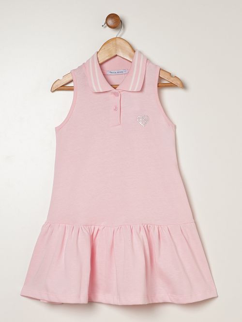 Vestido Gola Polo Infantil Para Menina - ROSA