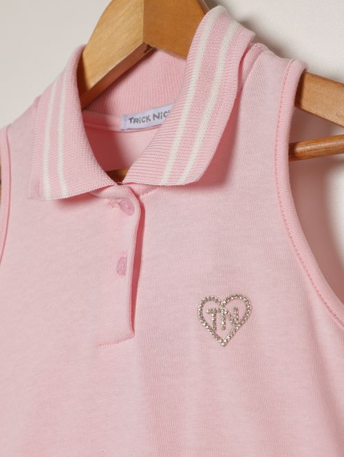 Vestido Gola Polo Infantil Para Menina - ROSA