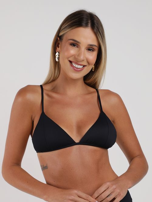 Biquíni Top Cortininha Bojo Soft Feminino PRETO
